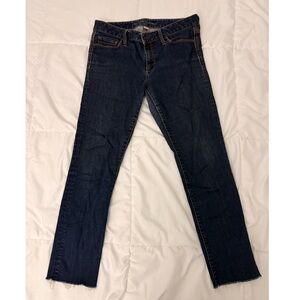 banana republic dark wash skinny jeans raw hem